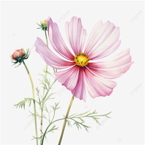 Elemento Libre De Flor De Cosmos Simple Rosa Acuarela Png Dibujos