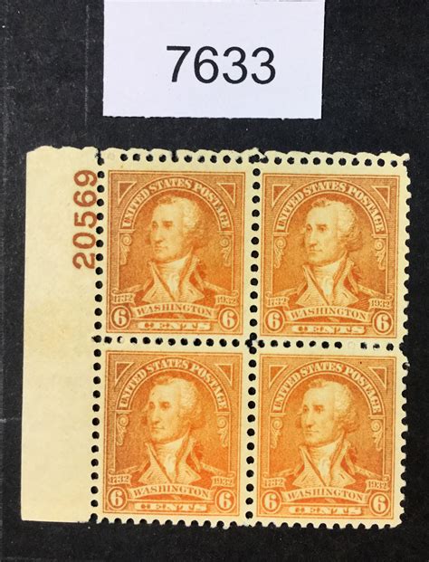 Us Stamps Mint Og Nh Vf Plate Block Lot United States