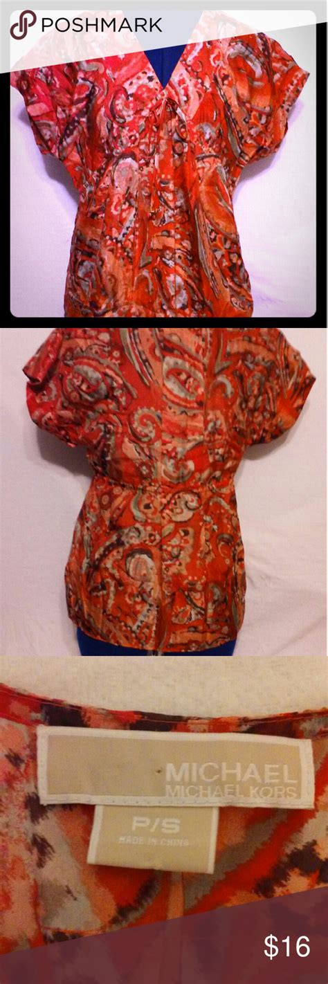 💥💥michael Kors 100 Silk Womens Orange Blouse Womens Orange Blouse