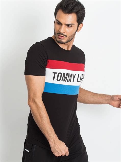 Hurtownia TOMMY LIFE Czarna koszulka męska