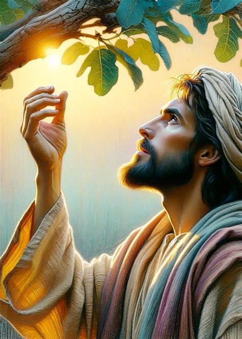 Christian Art Jesus And The Barren Fig Tree Printable Download Art Drawing Of Jesus Reaching