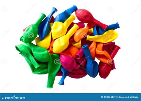 Colorful Deflated Balloons On White Background Isolated Stock Image