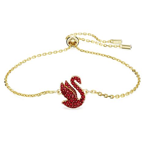 Swarovski Iconic Swan Bracelet Swan Small Red Gold Tone Plated