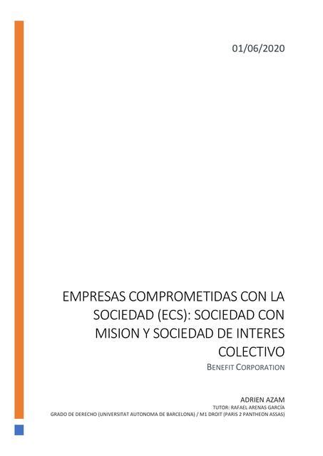 EMPRESAS COMPROMETIDAS CON LA SOCIEDAD ECS SOCIEDA Evangelina UDocz