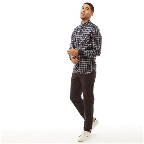 Buy Fred Perry Mens Four Colour Gingham Long Sleeve Shirt Navy