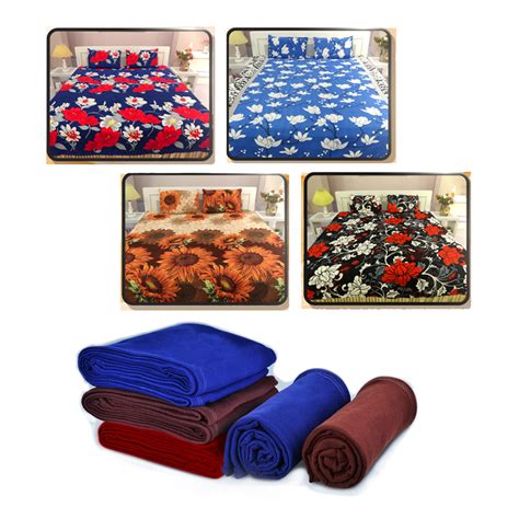 Buy 4 Spring Double Bedsheet Set + 5 Fleece Blankets (4BS5FB2) Online ...