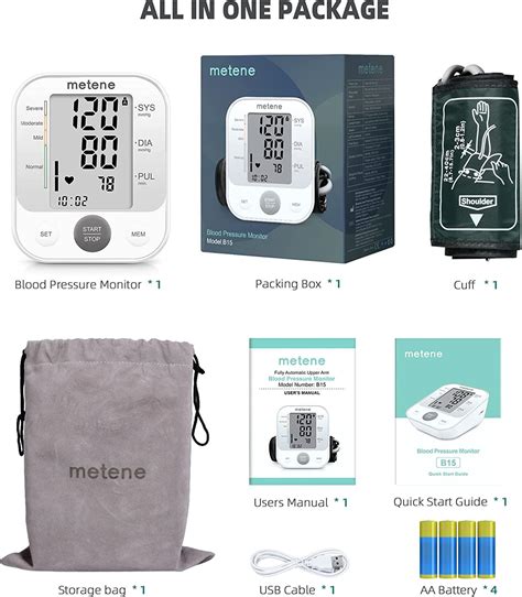 Metene Upper Arm Blood Pressure Monitor Kit Automatic Bp Machine With