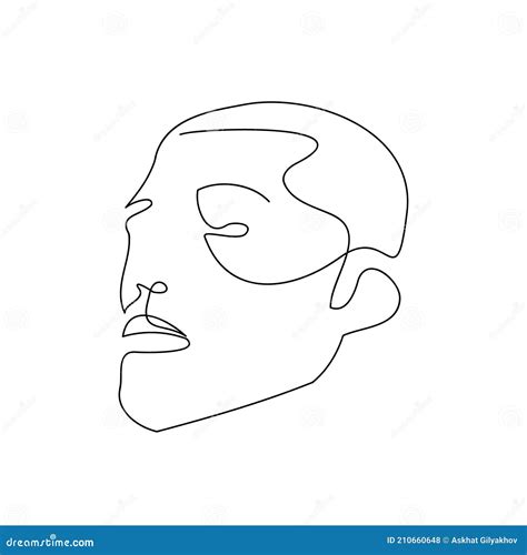 Continuous Line Abstract Male Face Contemporary Minimalist Portrait