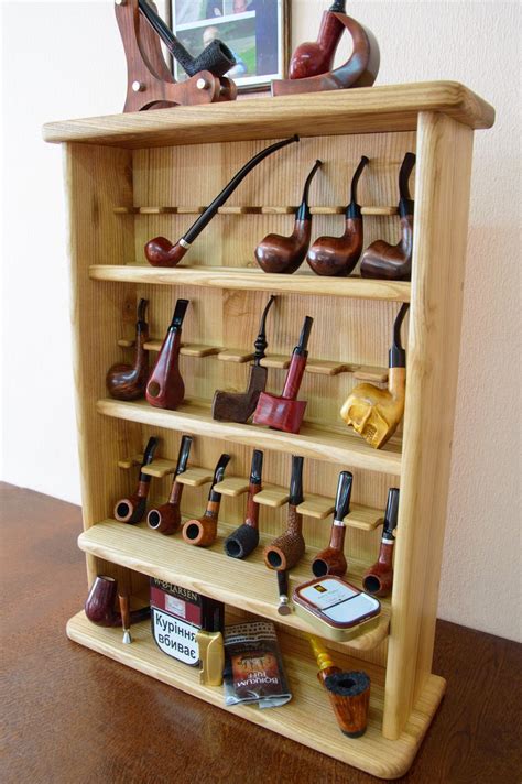 Pipe Cabinet Wooden Rack Display For 24 Tobacco Pipes Wall Etsy