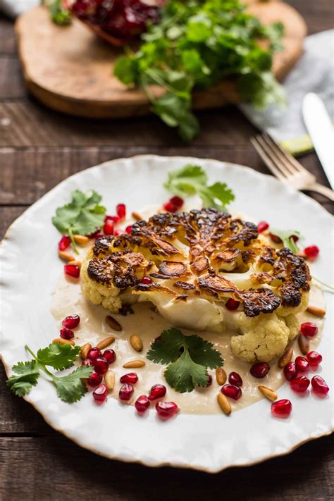 Easy Cauliflower Steaks With Tahini And Pomegranate Coley Cooks