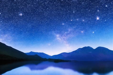 Premium Photo Desktop Wallpaper Starry Night Sky Over Mountain Lake