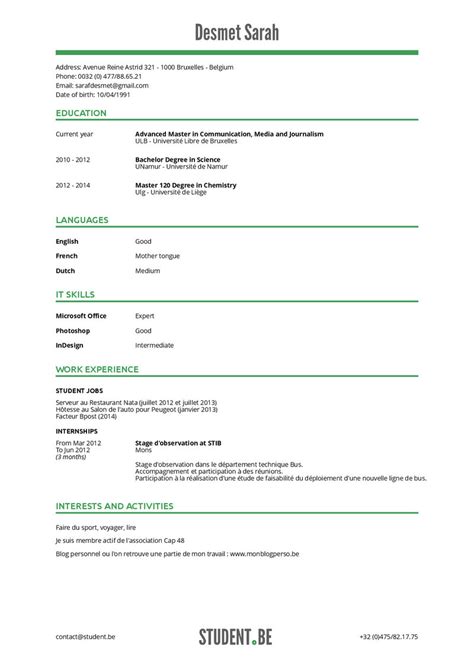 Exemple De Curriculum Vitae Pour Job Etudiant Laboite Cv Fr