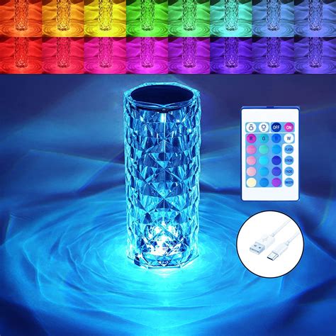 Buy Quace 16 Color Changing Crystal Lamp RGB Night Light Touch Lamp USB ...