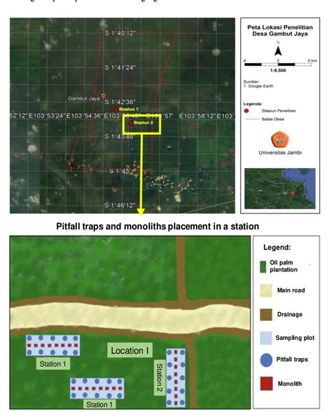 Map of research locations and trap placement design in Gambut Jaya... | Download Scientific Diagram