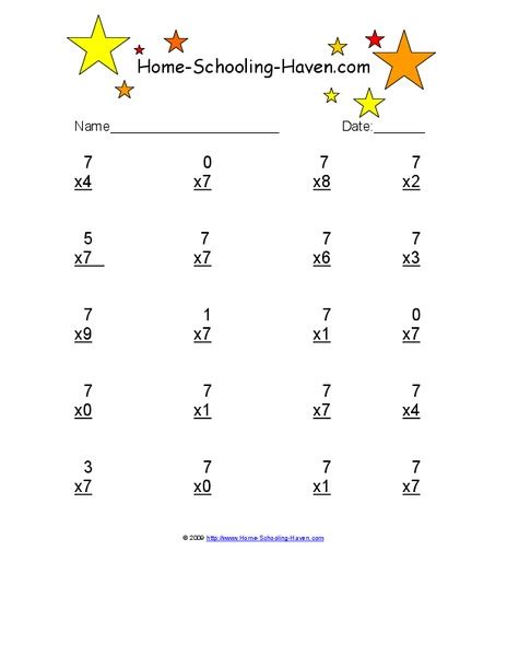 Multiplying By 7 Worksheet For 3rd 4th Grade Lesson Planet