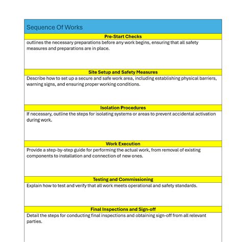 Blank Rams Template Risk Assessment Method Statement Editable