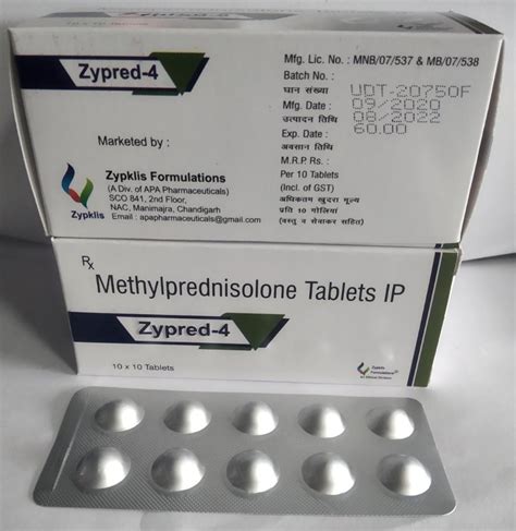 Methylprednisolone Tablets Ip 4 Mg At Rs 600box Methylprednisolone