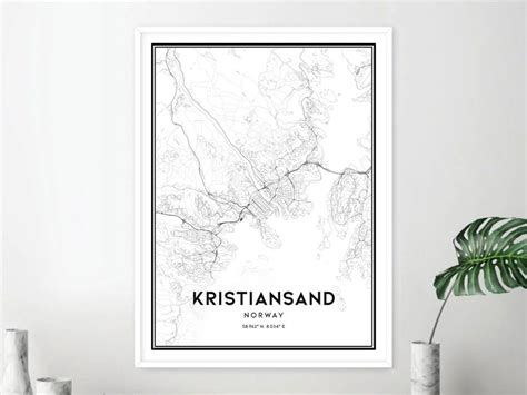 Kristiansand Map Print Kristiansand Map Poster Wall Art Etsy