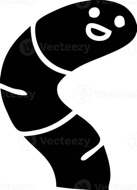 Line Drawing Quirky Cartoon Worm Solid Black Icon 45458726 PNG