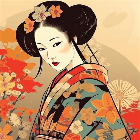 Premium Ai Image Beautiful Japanese Kimono Girl Vector