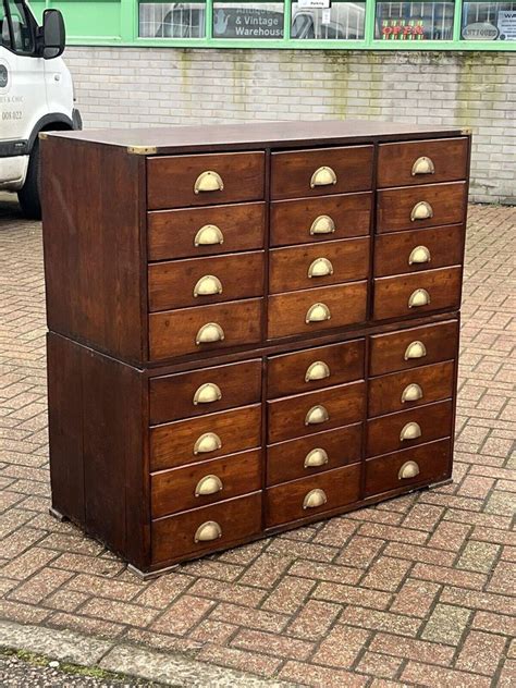 Edwardian Bank Of Drawers With Brass Handles For Sale At Pamono