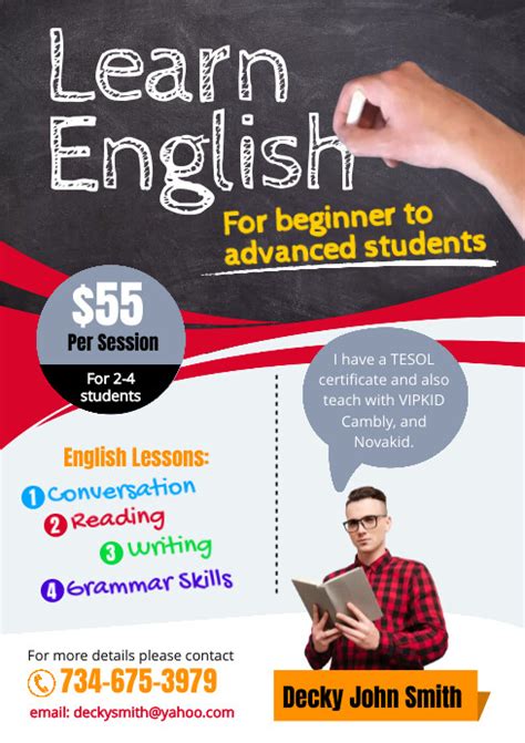 English Tutoring Flyer Template Postermywall