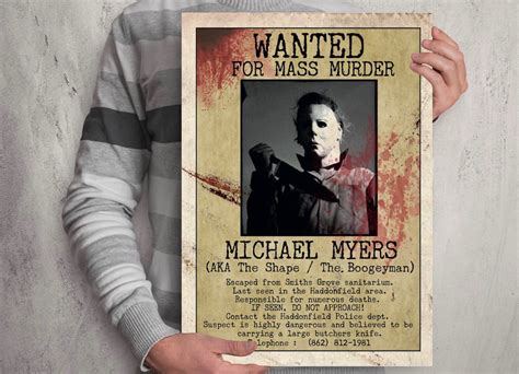 Halloween Michael Myers Wanted Poster Haddonfield Digital Download