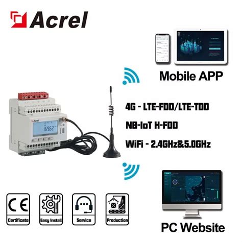 Acrel Three Phase Din Rail Power Meter Wireless Iot Energy Meter With