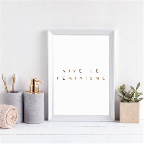 Feminism Poster Vive Le Femenisme Gold Foil Print Etsy