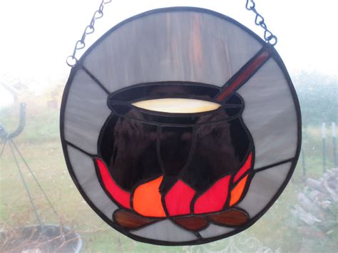 Cauldron Wicca Pagan Witchy Stained Glass Suncatcher Etsy Stained