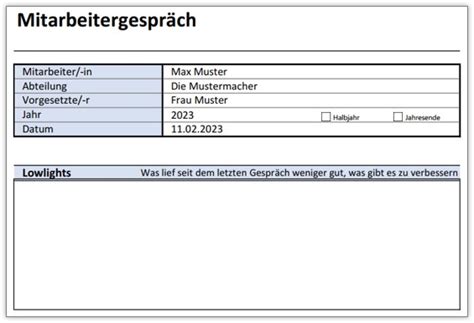 Mitarbeitergespräch Vorlage für Excel Alle meine Vorlagen de