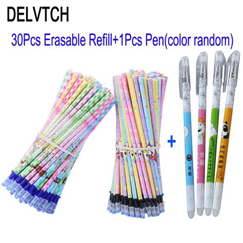 Delvtch 30pcsset Erasable Pen Refill Rods 05mm Blue Black Ink Magic