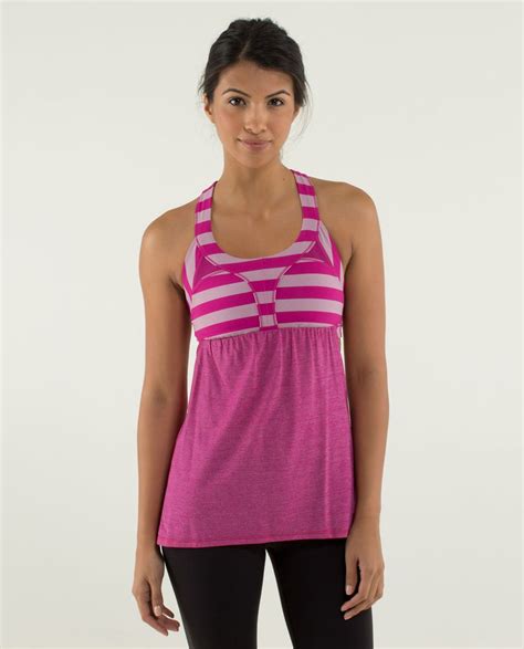 Lululemon In Run Tank Heathered Raspberry Micro Macro Stripe