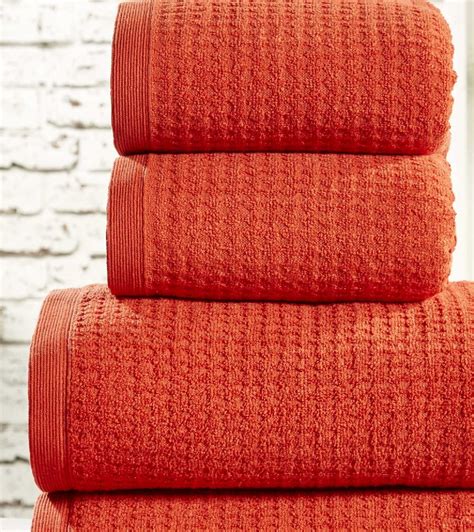 Honeycomb Waffle Bath Towel Chilli Orange