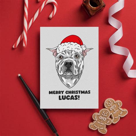 Personalised Red Nose Pitbull Birthday Card By Skittlesketch