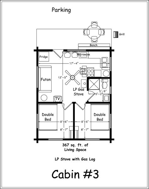 Two Bedroom Cabin Floor Plans - Small Modern Apartment