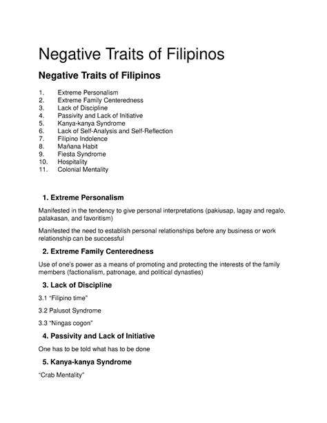 Negative Traits Of Filipinos National Service Training Program