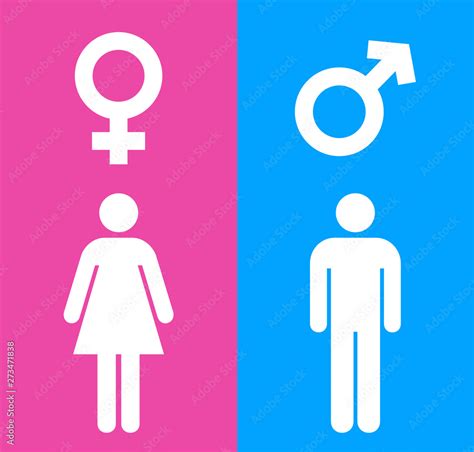 Male And Female Icons With Blue And Pink Background Gender Symbol