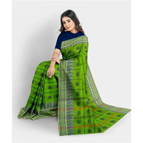 Buy Green Bengali Pure Cotton Tant Saree Online