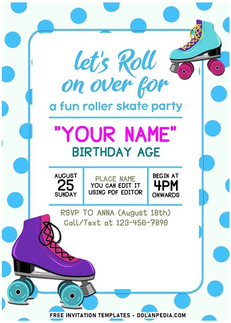 Free Editable Pdf Retro Roller Skating Birthday Invitation Templates