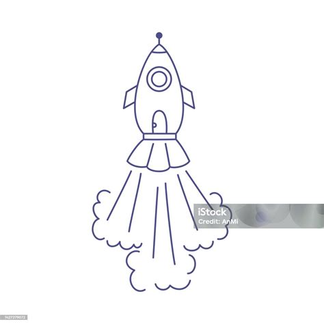 Monochrome Rocket Doodle Illustration Stock Illustration Download