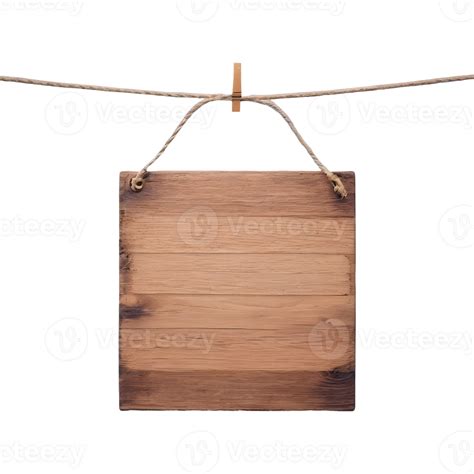 Ai Generated Wooden Sign Hanging On Rope Transparent Background