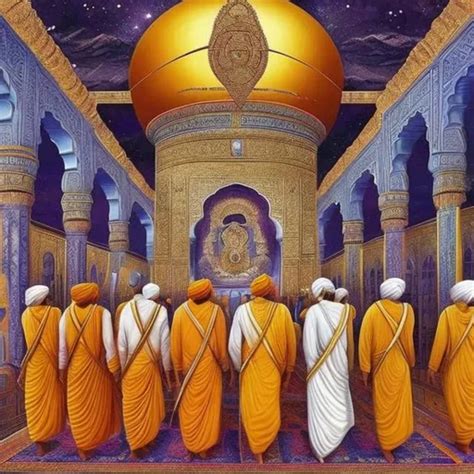 All Sikh Gurus Lined Up Alongside The Eternal Sik