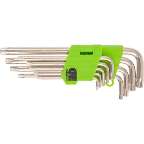 Набор ключей имбусовых Tamper-Torx, 9 шт., TT10-ТT50, 45x, закаленные ...