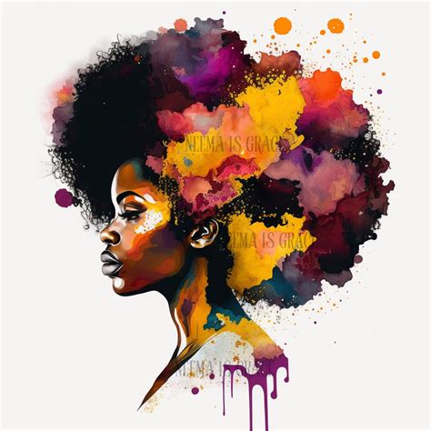 Colorful Black Woman Digital Art Wall Art Black Girl Magic Self Love