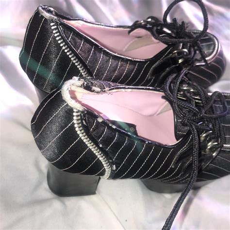 Demonias Pinstripe Platform Heels Depop Depop