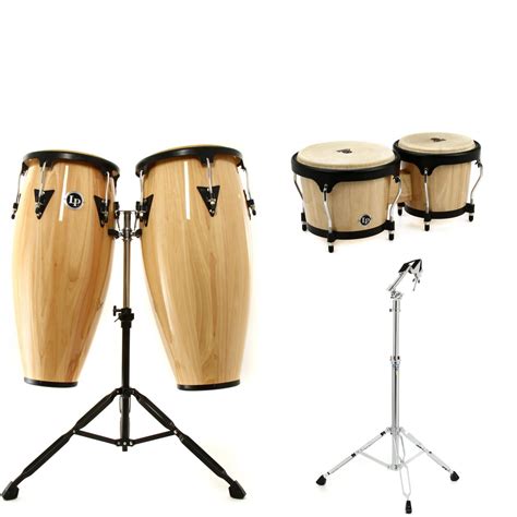 Latin Percussion Aspire Conga Set W Bongos And Stand Natural