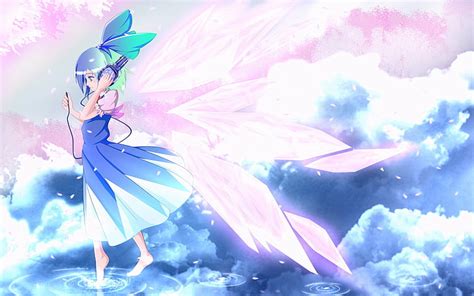 Anime Touhou Blue Eyes Blue Hair Cirno Touhou Cloud Crystal