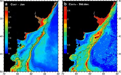 A Mean January Surface Chlorophyll A Distribution 19982007 Based Download Scientific