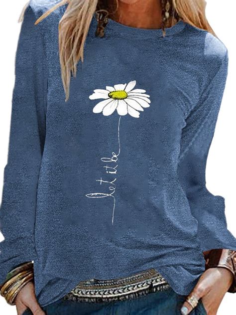 Long Sleeve Floral Print T Shirt Roselinlin